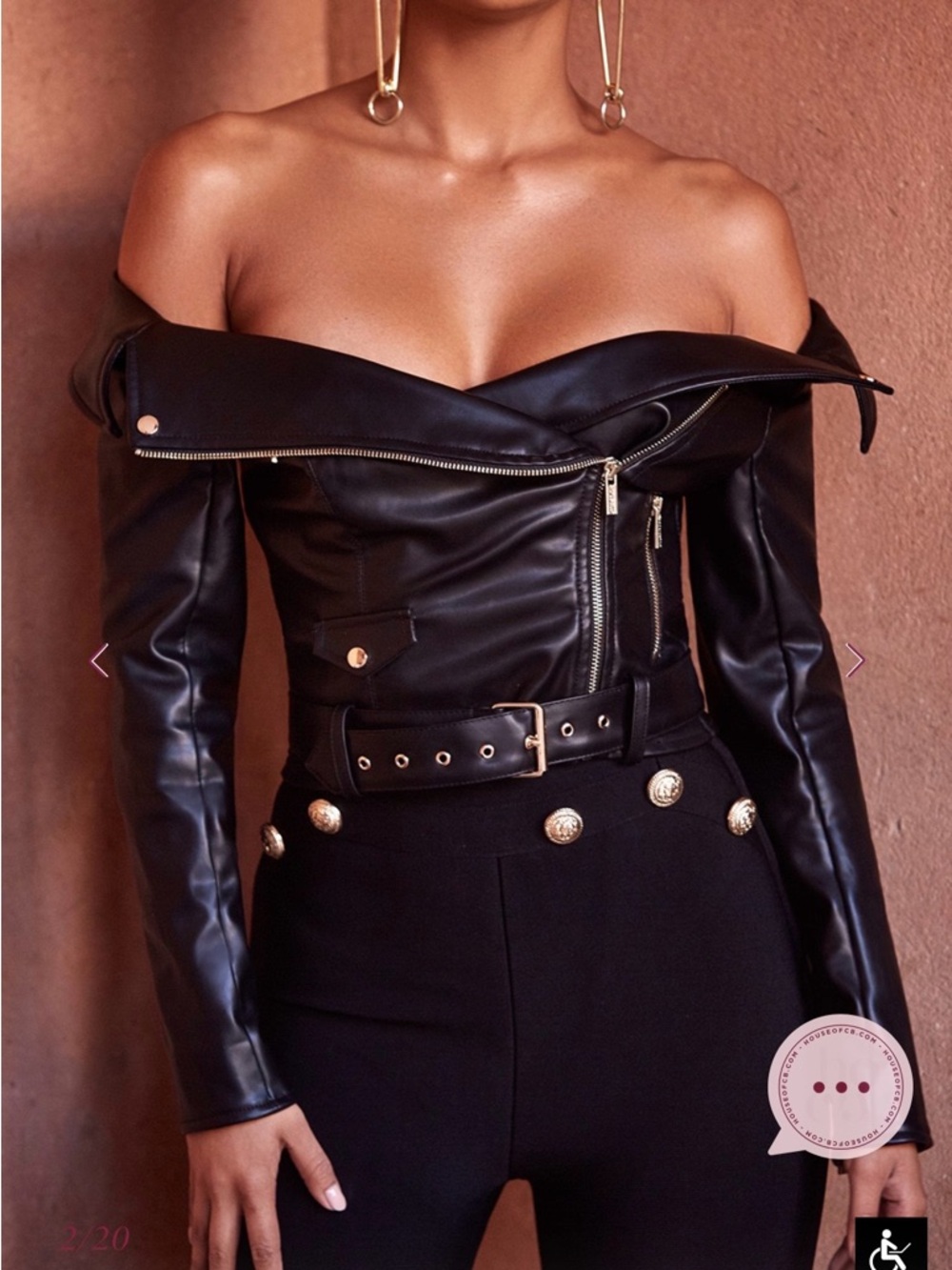 HOUSE OF CB ROMERA FAUX LEATHER VEGAN LEATHER TOP JACKET